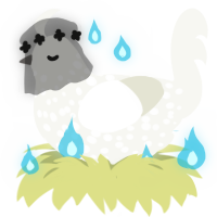 幽霊, a white chicken with a speckle pattern