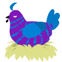 carpet, a violet and sapphire chicken with a bar pattern