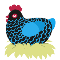 A sable and sky chicken with a lace pattern