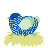 Blueby, a ultramarine and gluppy chicken with a lace pattern
