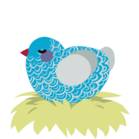 Muddy Waters, a cerulean and silver chicken with a double-lace pattern