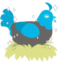 A grey and cerulean chicken with a head pattern