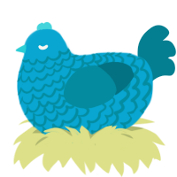 A cerulean and sea chicken with a lace pattern
