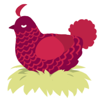 A maroon and crimson chicken with a lace pattern