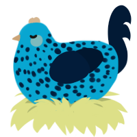 blues clues, a cerulean and tumblr chicken with a speckle pattern