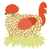 Ginger Root, a apple and vermilion chicken with a lace pattern