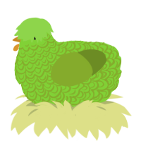 Peridot, a grass and chartreuse chicken with a double-lace pattern