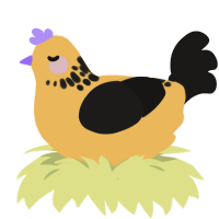 Tigercake, a honey and sable chicken with a neck-speckle pattern