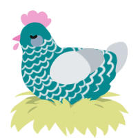 tidebed, a teal and mist chicken with a lace pattern