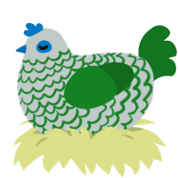 A silver and leaf chicken with a lace pattern