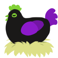 Stitches, a sable and violet chicken