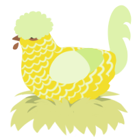 A yellow and apple chicken with a lace pattern