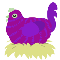 A plum and violet chicken with a bar pattern