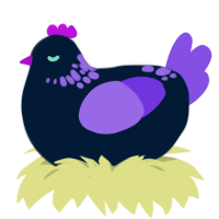 A tumblr and blurple chicken with a neck-speckle pattern