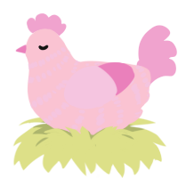 Rasberry Jam, a rose and pink chicken with a bar pattern