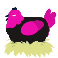 A sable and fuchsia chicken with a head pattern