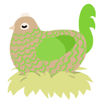 A beige and grass chicken with a lace pattern