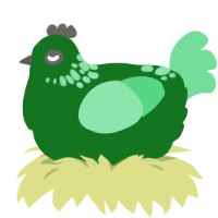 For aple, a leaf and spring chicken with a neck-speckle pattern