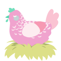 A pink and rose chicken with a half-lace pattern