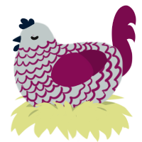 Doodle, a silver and wine chicken with a lace pattern
