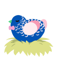 A ultramarine and rose chicken with a half-lace pattern