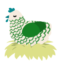 Vanilla Matcha, a cream and leaf chicken with a lace pattern