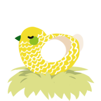 Here comes the sun, a yellow and cream chicken with a lace pattern