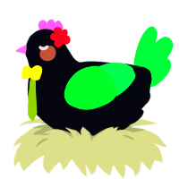 A white and fuchsia chicken