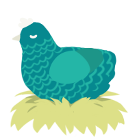 seafoam, a teal and turquoise chicken with a lace pattern