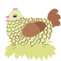 Marny, a apple and brown chicken with a lace pattern