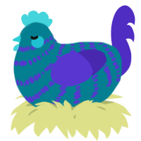 A sea and indigo chicken with a bar pattern