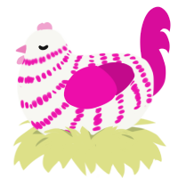 (unnamed), a white and fuchsia chicken with a bar pattern