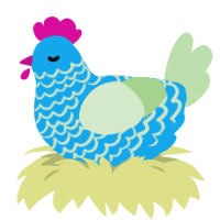 Seafoamy, a sky and gluppy chicken with a lace pattern