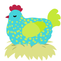 (unnamed), a aqua and lime chicken with a speckle pattern