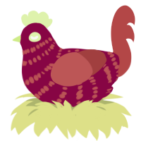 (unnamed), a maroon and red chicken with a bar pattern