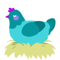 A cerulean and teal chicken with a head pattern