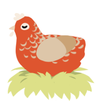 (unnamed), a vermilion and beige chicken with a half-lace pattern