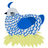 Sleepy, a mist and ultramarine chicken with a lace pattern