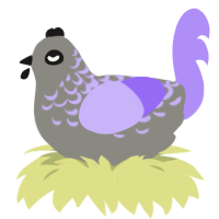 Pancake, a ash and lilac chicken with a half-lace pattern