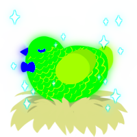 Threat, a viridian and olive chicken with a lace pattern