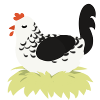 A white and sable chicken with a half-lace pattern