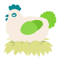 A cream and grass chicken