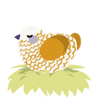 sunny side, a white and ochre chicken with a lace pattern
