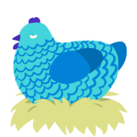 (unnamed), a aqua and sapphire chicken with a lace pattern
