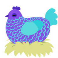 (unnamed), a blurple and aqua chicken with a lace pattern