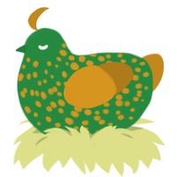 (unnamed), a viridian and ochre chicken with a speckle pattern