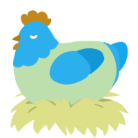 A gluppy and sky chicken with a head pattern