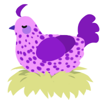 A lavender and violet chicken with a speckle pattern