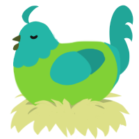 (unnamed), a grass and turquoise chicken with a head pattern