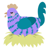 A lilac and sea chicken with a bar pattern